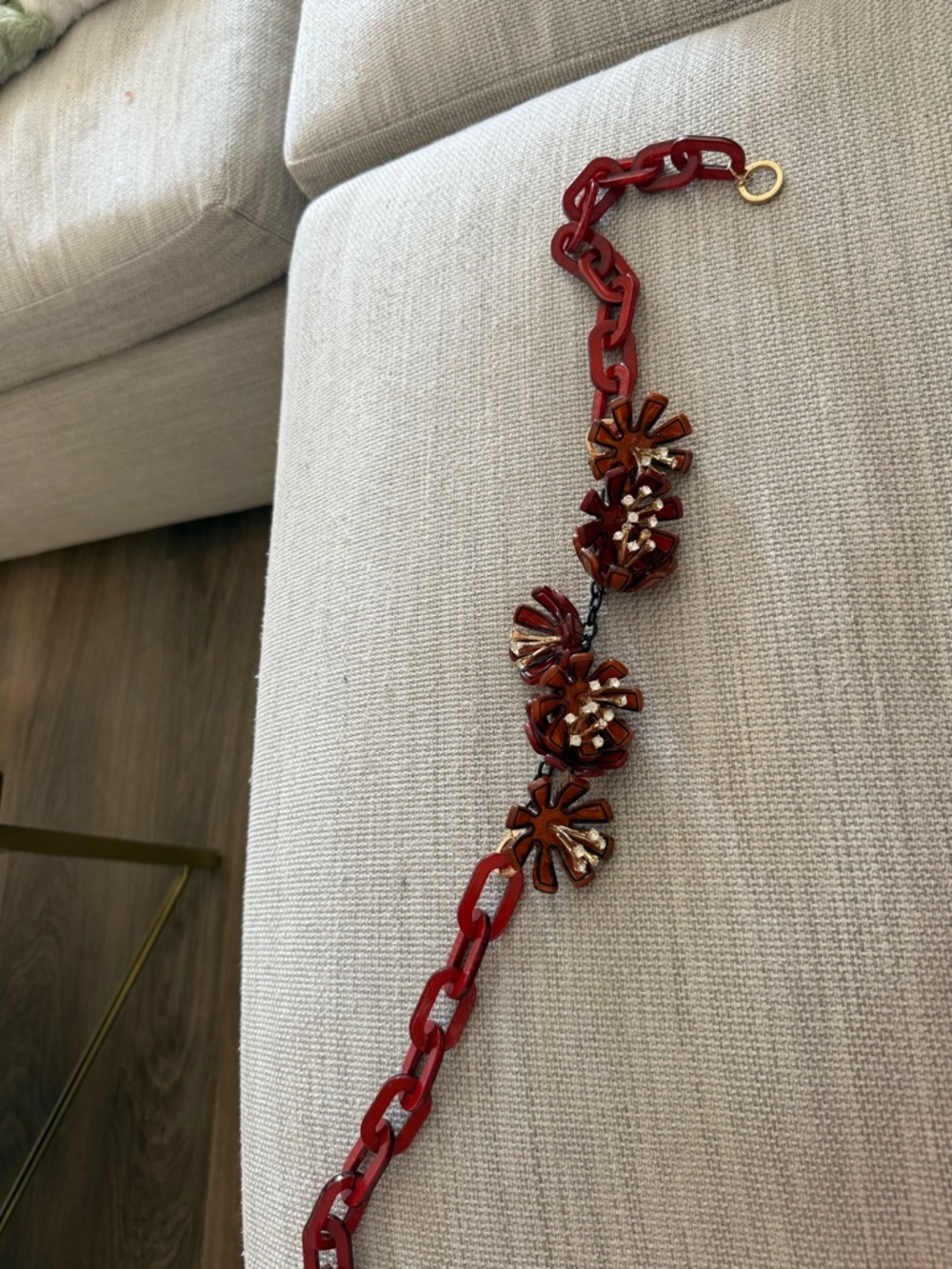 Red Floral Link Necklace - Women Jewelry